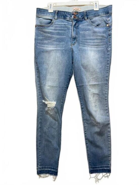 Denim - Candie's Womens Jeans Size 17 33W Blue Distressed Raw Hem Skinny